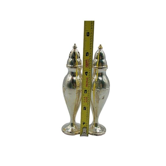 Salt and Pepper Shakers Silver Tone Made in USA #803 Regal MCM Glam Dinner Set 2 - Picture 9 of 12